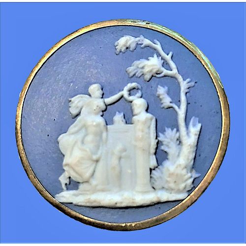 A DIVISION ONE WEDGWOOD SCENE IN METAL BUTTON