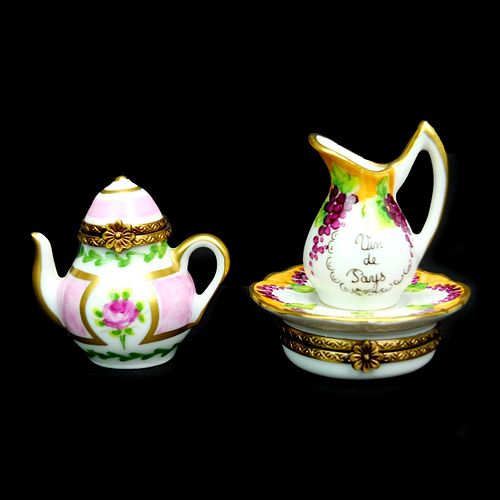 Two Limoges Hand Painted Porcelain Pill Boxes