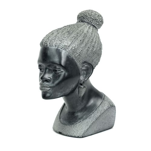 African Hand Carved Stone Bust