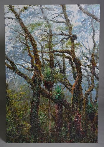 Large oil painting of tropical trees 60x40