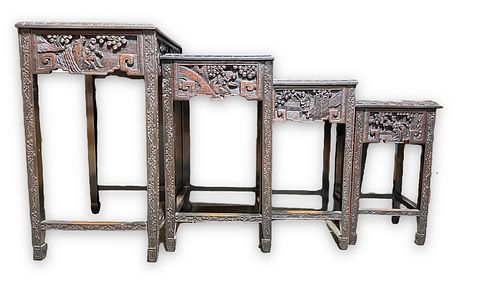 (4) Vintage Chinese Nesting Tables