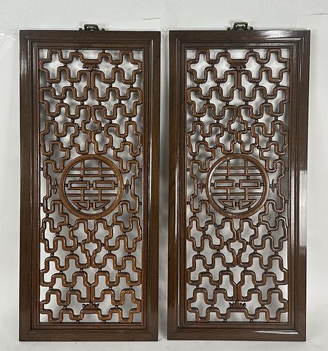 (2) Chinese Carved Wood Panels