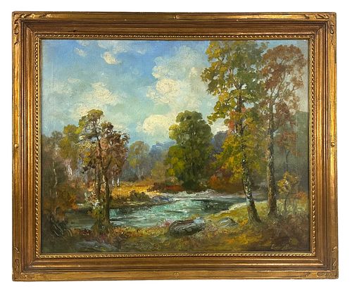 Elmer Berge Landscape Oil On Canvas