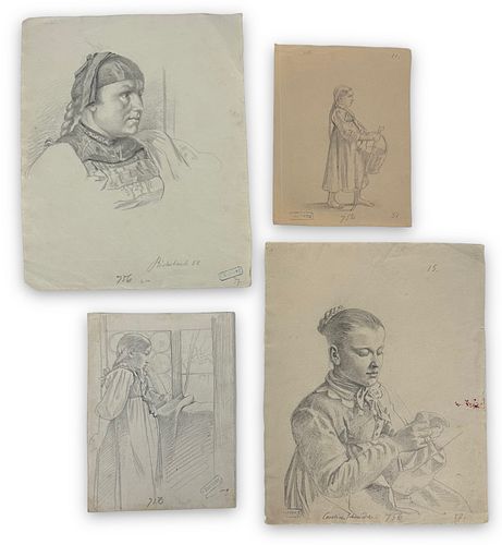 (4) Carl Friedrich Harveng Drawings on Paper