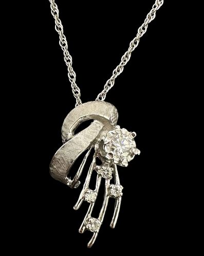 14K White Gold 15" Necklace w/ .25 Ct Diamond