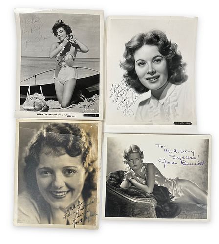 (4) Vintage Hollywood Actress Autographed Photos