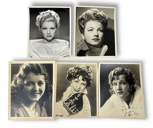 (5) Vintage Hollywood Actress Autographed Photos