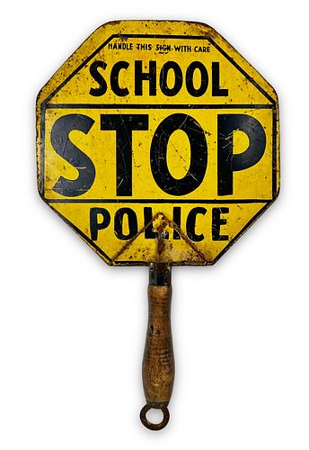 Vintage School Stop Police Metal Sign