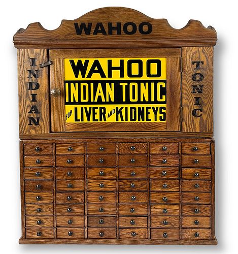 Wahoo Indian Tonic Tin Face Countertop Apothecary