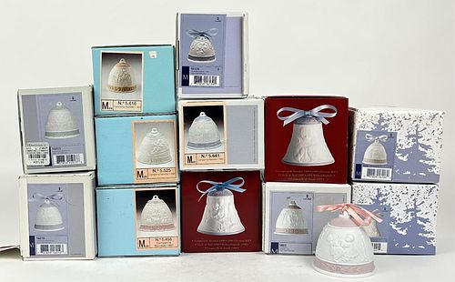 (13) Lladro Porcelain Ornament Bells
