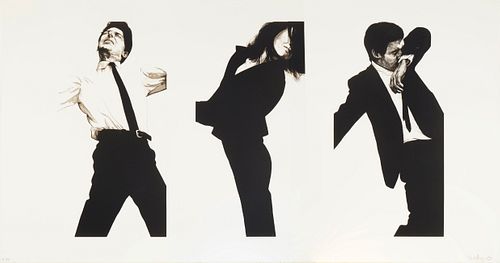 Robert Longo (b. 1953), "Jules, Gretchen, Mark (State II)," from "Men in the Cities" series, 1983, lithograph with embossing on paper, Image overall: 