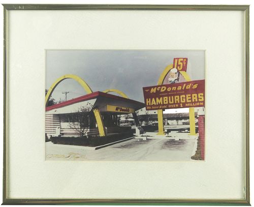 Hand Painted Photograph of Original McDonald's by Alan Teger