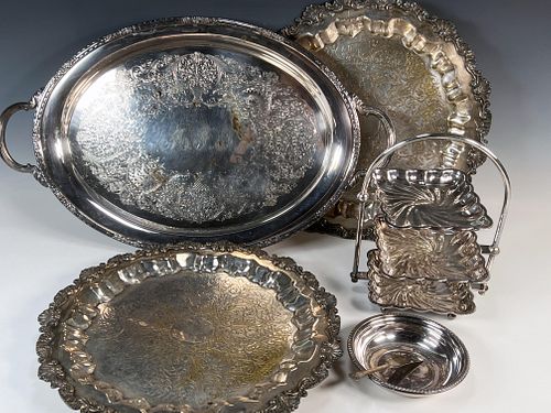 LOT OF SILVERPLATE TRAYS