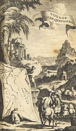 Maundrell, Henry
Voyage D'Alep à Jerusalem, à Pâques en l'année 1697. Mit gest. Frontispiz, 9 gef. Kupfertafeln und Titel