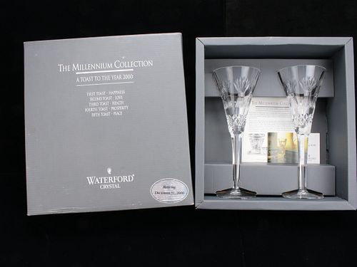WATERFORD MILLENNIUM COLLECTION PROSPERITY TOASTING FLUTES IN BOX