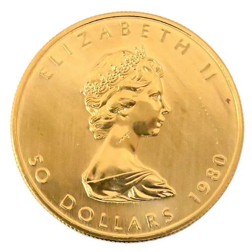 Three 1980 Canadian One Ounce Fine Gold $50 Maple Leaves
