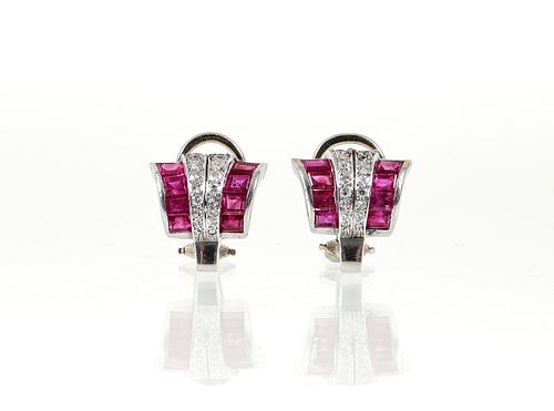 14K Ruby Diamond Earrings