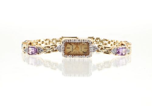  14K Ladies Geneva Semi-Precious Wristwatch
