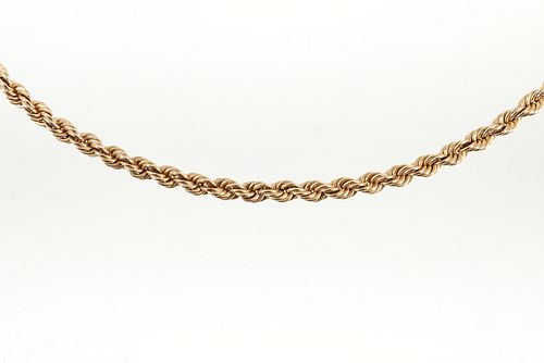 14K Gold Twisted Rope Chain Necklace