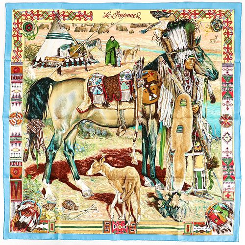 Hermes Scarf Les Cheyennes design by Oliver