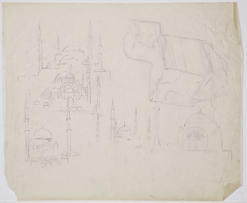 Louis Lozowick pencil drawing Hagia Sofia Study