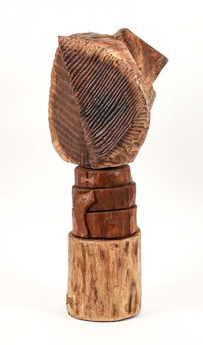 Thad Mosley Untitled carved cherry and walnut sculpture 