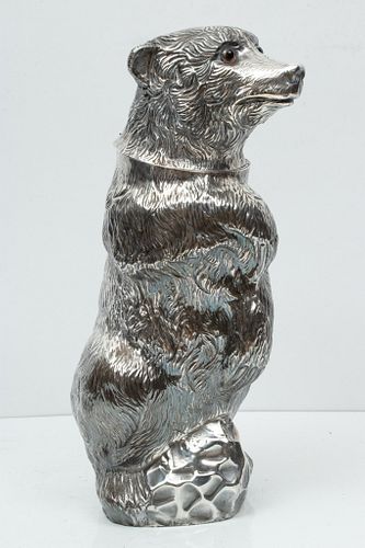 Silver-plate Bear Form Wine Cooler, Made In Italy H 20'' W 8'' Depth 9''