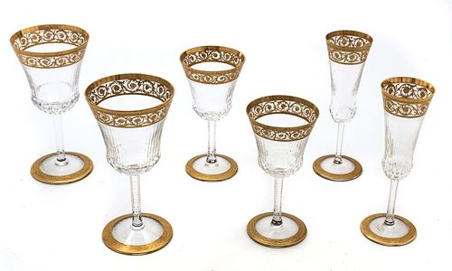 St. Louis French 'Thistle' Crystal Water, Wine & Champagne Stemware, H 7.5'' 36 pcs