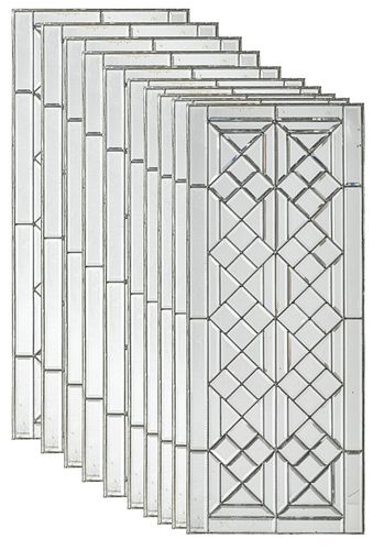 American Leaded Glass Mirror Panels, C. 1960-1980, H 56'' W 22.5'' 10 pcs