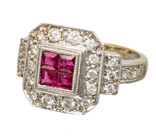 18Kt White Gold, Diamond & Sapphire Ring, 4.6g Size: 4.25