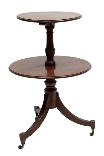 American Federal Style Carved Mahogany Two Tier Drop Leaf Table, H 35'' W 23.5'' Depth 6.75''