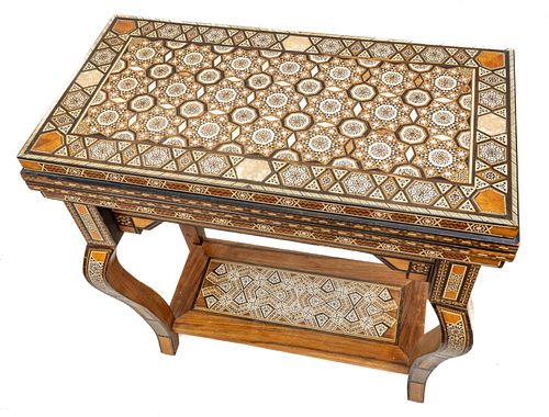 Damascus Syrian Inlay Console Card Table C. 1900, H 29'' W 28'' Depth 14''