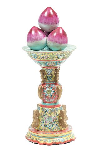 Chinese Porcelain Pomegranate Tower H 14'' Dia. 6''