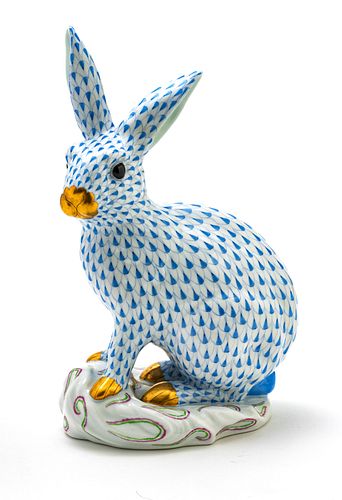 Herend Porcelain Manufactory (Hungarian) Porcelain Rabbit, H 12''