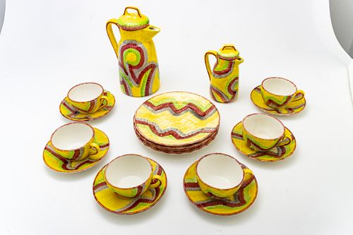 Eva Striker Zeisel (Hungarian, 1906-2011) Bauhaus Coffee Set, Schramberg Pottery C. 1929, 21 pcs