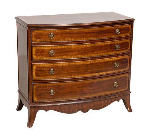 Mahogany Parquetry Chest Of Drawers, H 31.5'' W 36'' Depth 18''