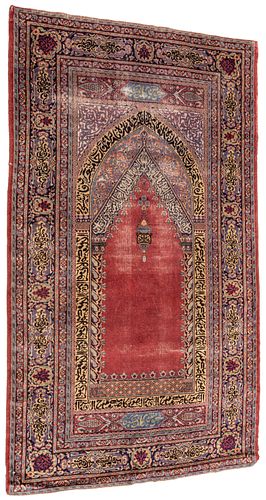 Persian Handwoven Wool Prayer Rug W 3' 10'' L 6' 9''