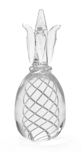 Steuben Glass Pineapple Paperweight, H 7'' Dia. 2.75''