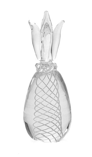Steuben Glass Pineapple With Laticino H 7.7''