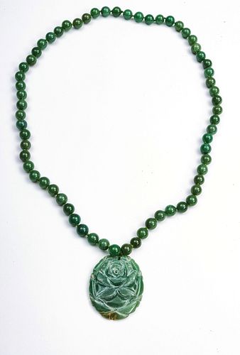 Serpentine Carved Beads And Pendent 1 pc