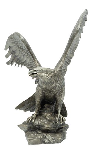 Ronald Van Ruyckvelt Solid Pewter Sculpture Of Eagle H 15'' W 10''