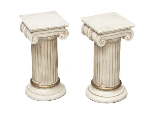 White Wood Pedestals, H 18'' W 9'' 1 Pair