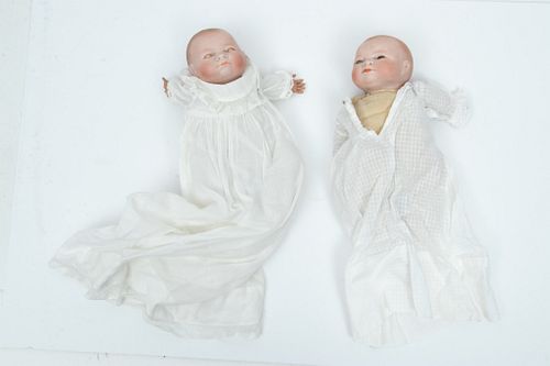 Grace Putman Bisque Head Baby Dolls C. 19260, H 10'' 2 pcs