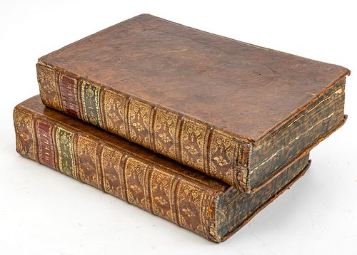 La Sainte Bible, 1707, Amsterdam, Two Volumes, In French H 17.5" W 11.5" Tooled Leather Bound