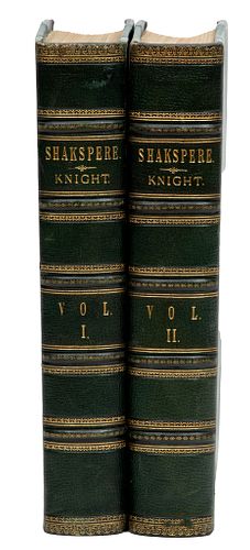 Charles Knight, Shakespeare, Imperial Edition, Vol.I & II, C. C 1880, H 15'' W 11'' Depth 2.5''