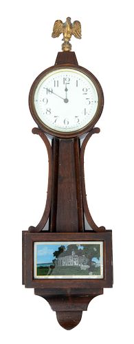 New England Clock Co Mahogany Miniature Banjo Wall Clock H 18'' W 6''