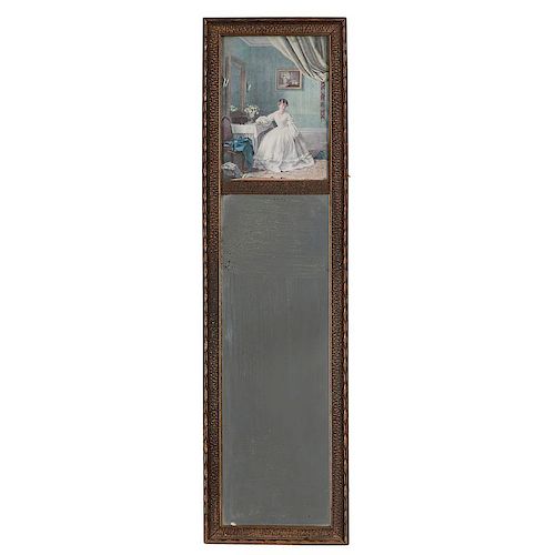 Mirror with Lithograph of a Woman