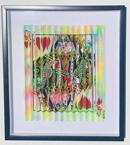 E.M. Zax One-of-a-kind 3D polymorph mixed media on paper "Playing Cards"