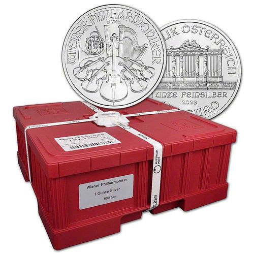 2023 Sealed 1 ozt Austrian Silver Philharmonic Monster Box (500-Coins)