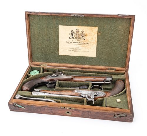 Alexander Wilson, London,  Cased Percussion Cap Pistols, C. 1830s, Approx. .50 Cal., L 8" Barrels